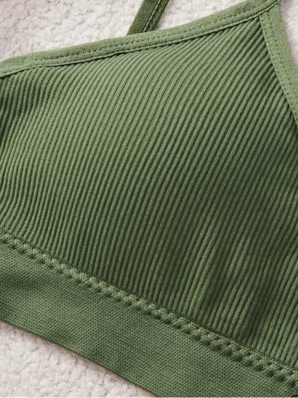 Ribbed Everyday Bralette - Green, Tan, Brown, Orange, Dark Brown - Picture 3 of 4